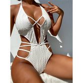 Traje de baño de una pieza con microtanga y escote en V profundo de Dorothy